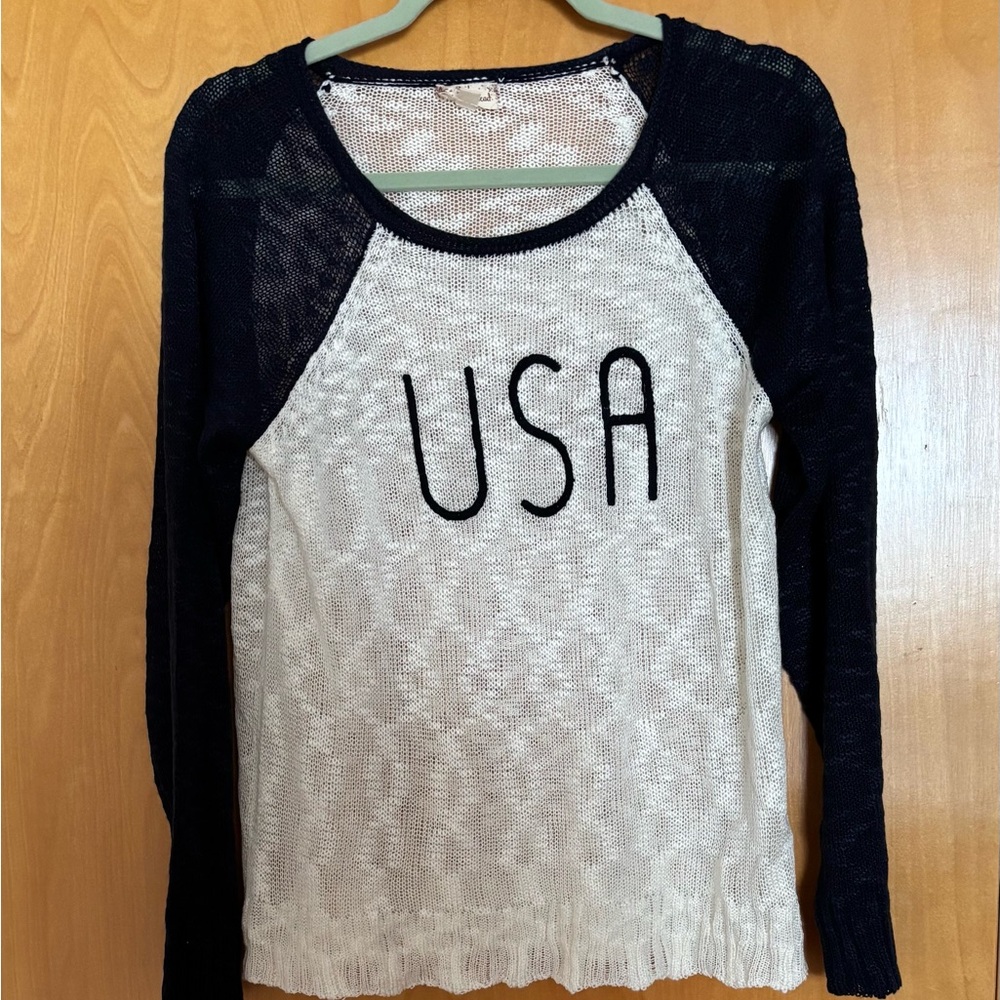 USA Navy and Cream Knit Sweater